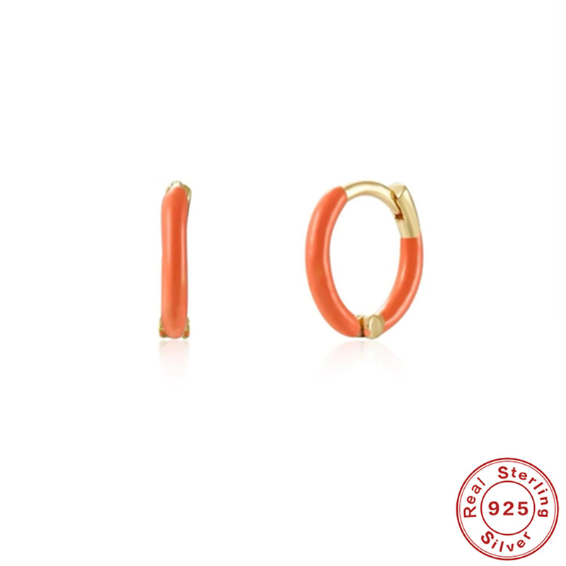 Roxi 925 Zilveren Vrouwen Ronde Oorbellen Kleurrijke Enamel Circle Huggie Ear Piercing Oorringen Sieraden Accessoires Pendientes: 4