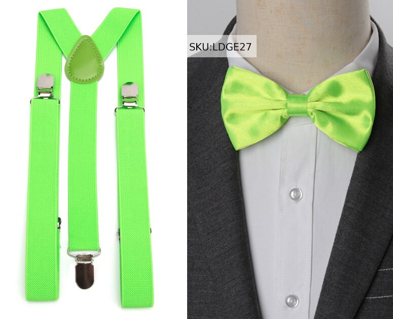 Hosenträger Fliege Set Männer Suspensorio für Mann Junge Frauen Bowtie Hosenträger Hosen Tirantes Hochzeit Freizeit Hemd Bleibt: LDGE27