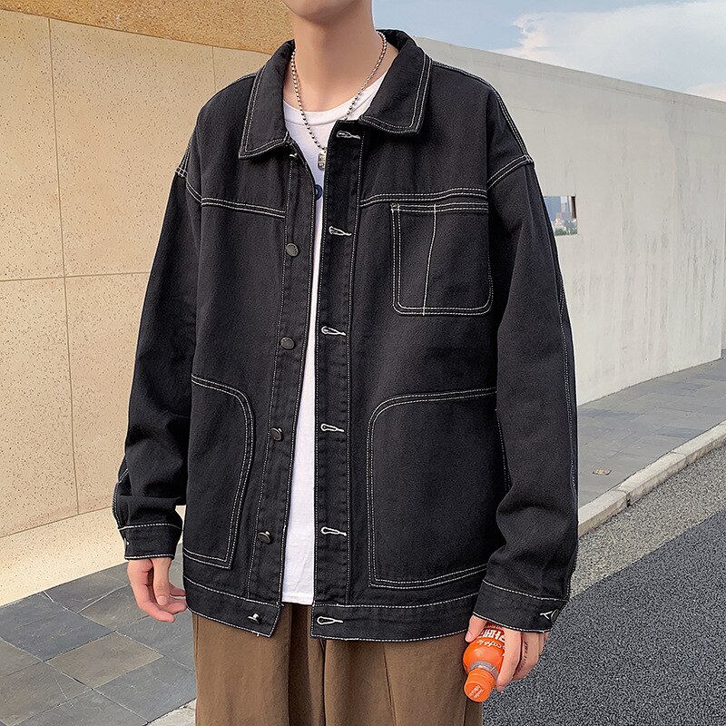saferido Pierced denim jacket men's Korean version high street splash couple's coat spring and autumn loose fashion versatile top main image 1
