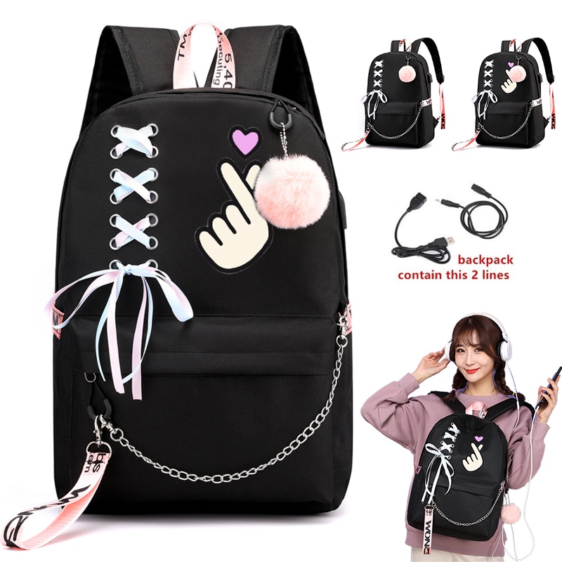 Give you love Backpack School Bags Laptop Travel Bags for Girls women Teenage Notebook Backpack Nylon Mochila Pusheen Bag