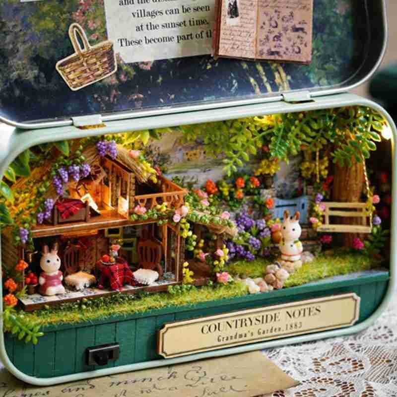 1pcs 3D Doll House Handmade Box Theatre Miniature Box Cute Dollhouses Assemble Kits Toys