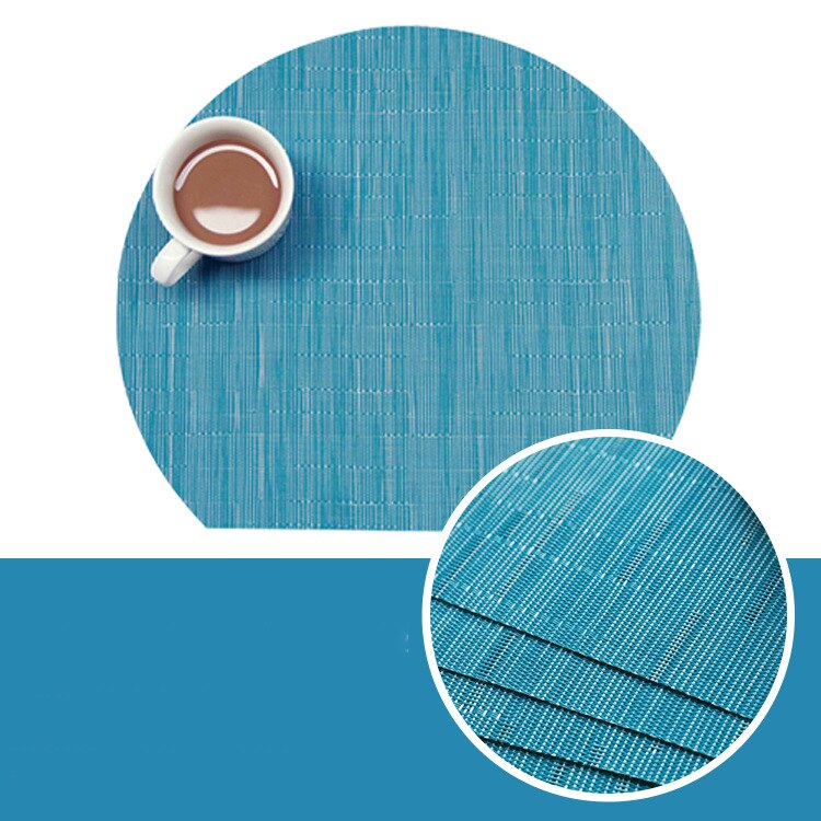 Mantel Individual de bambú para mesa de comedor, posavasos nórdico semicircular de PVC para cocina, Mantel Individual con almohadilla para taza, novedad: PVC Bamboo 02