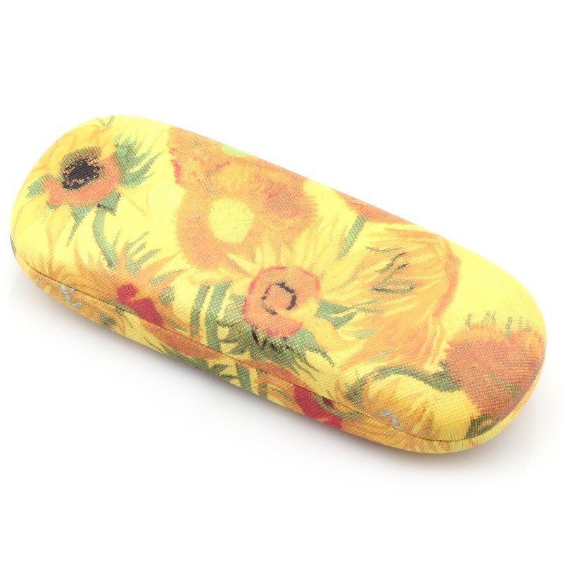 Funda de gafas de pintura al óleo para mujer funda de gafas de lectura de cuero duro para hombre Retro Unisex estampado Floral Protector de gafas: T3