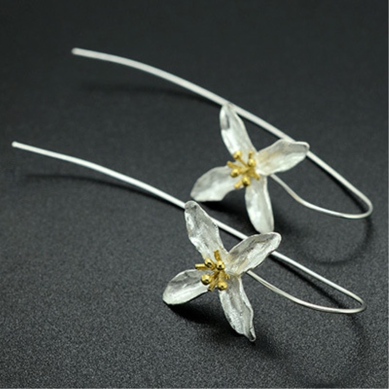 Thai Craft Bloemen Overdrijving 925 Sterling Zilver Temperament Persoonlijkheid Mode Vrouwelijke Oorbel SEA026