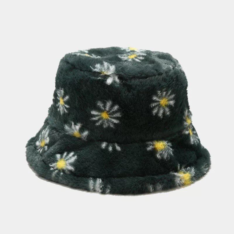 Chapeau seau à motif marguerite pour fille, Bob casquette Panama pour pêcheur, garde au pour l&#39;extérieur, automne et hiver: Dark green