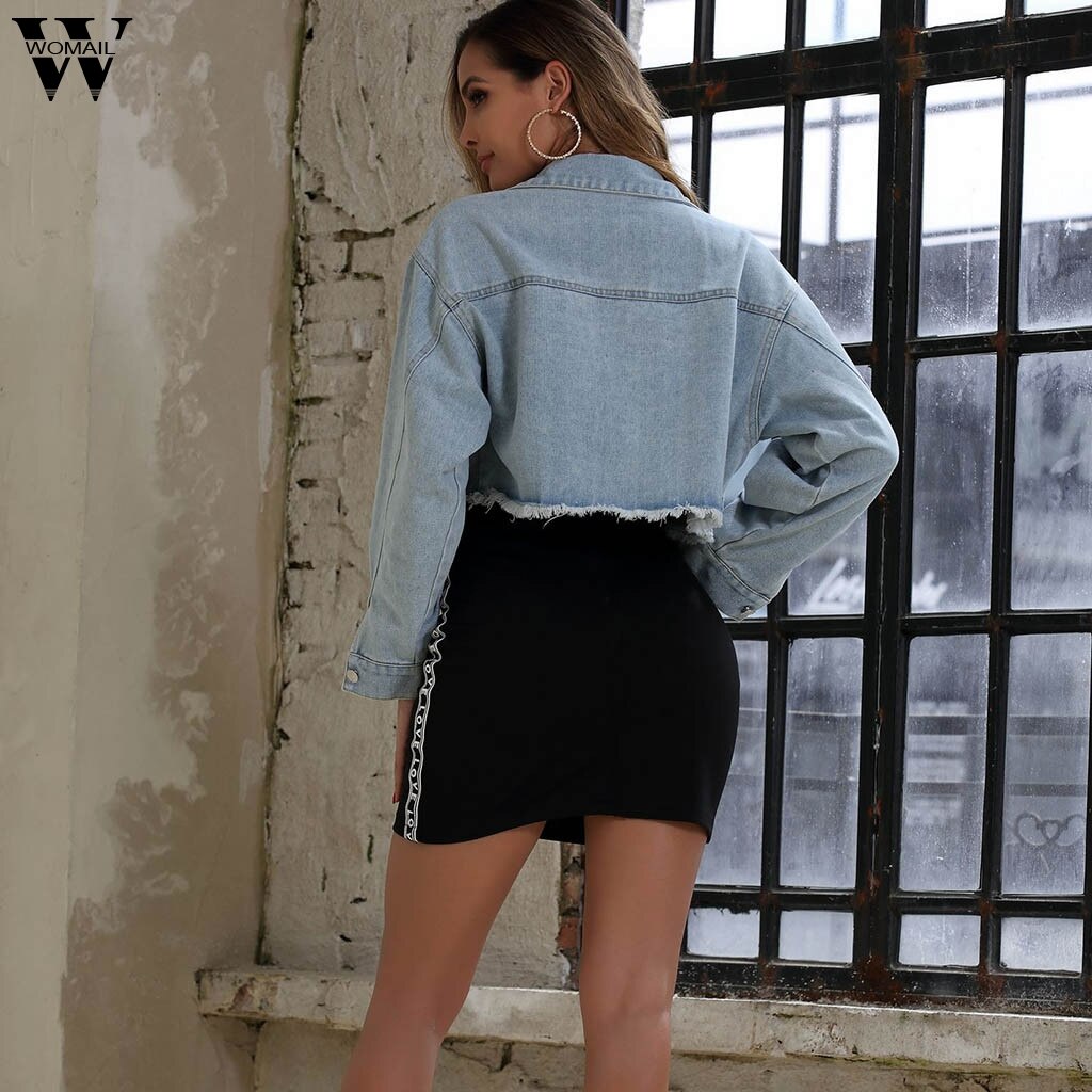 Womail Denim Jackets Blue Autumn Denim Jackets for Women Jeans Single Breasted Denim Coats Female Feminine Clothing Outwear
