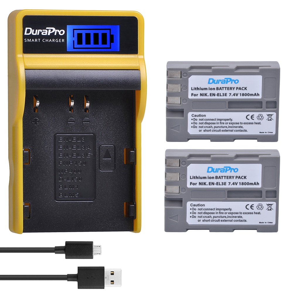 2x EN-EL3E EN EL3e Replacement Camera Battery Pack + LCD USB Charger For Nikon D70 D70S D80 D90 D100 D200 D300 D300S D700 Camera