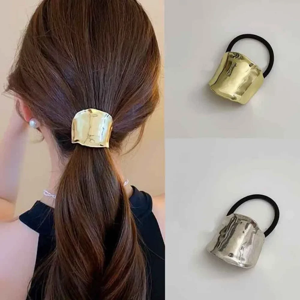 Retro Metalen Onregelmatige Gouden Haartouw Voor Vrouwen Hoogwaardige Elegante Geometrie Elastische Handgemaakte Haarband Mode GirlHeaddress