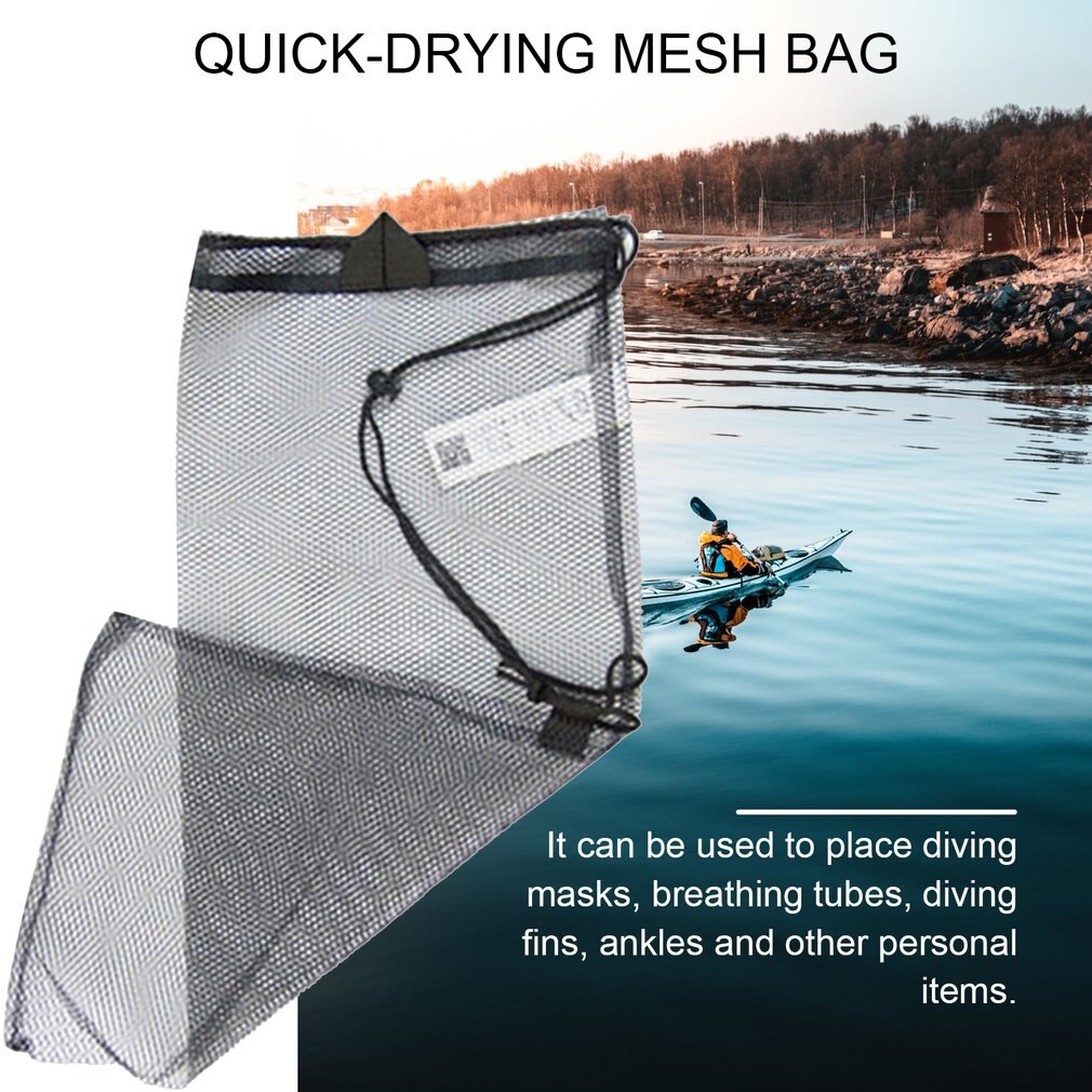 Hurtig tør svømmetaske dykkerudstyr snoretræk type til vandsport snorkeludstyr maske snorkel svømmefødder pakkenet taske