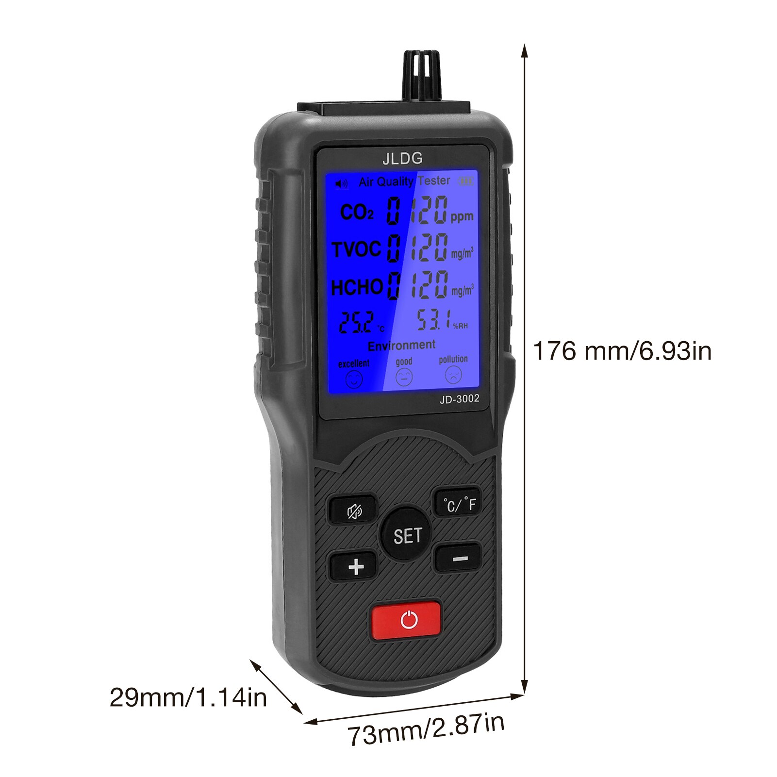 Multifunction Air Tester LCD Display Temperature Humidity Meter CO2 Carbon Dioxide Integrate Air Analysis Tester