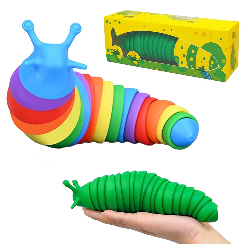 Fidget slug lelu nivelletty joustava peristaltiikka 3d painettu kaikenikäisille stressin lievitys ahdistusta lievittävä aistilelut lapsille aikuisille