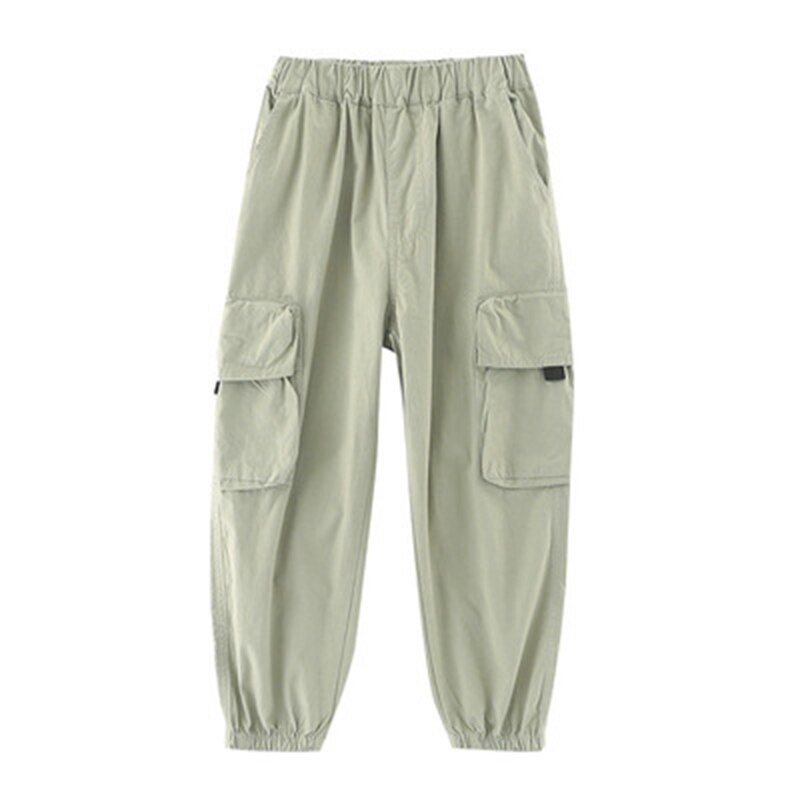 Pantalones Cargo de Verano para Niños y Adolescentes, calzas deportivas de algodón con bolsillo holgadas, Color puro, para correr, de 5 a 14 años