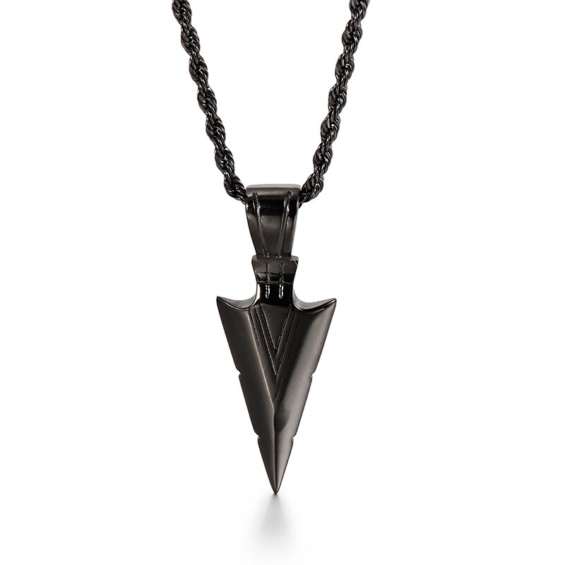Collier avec pendentif en forme de flèche pour hommes, en acier inoxydable, brillant, de , style Ninja, accessoires Cool pour garçons: KP79564-K / 50cm