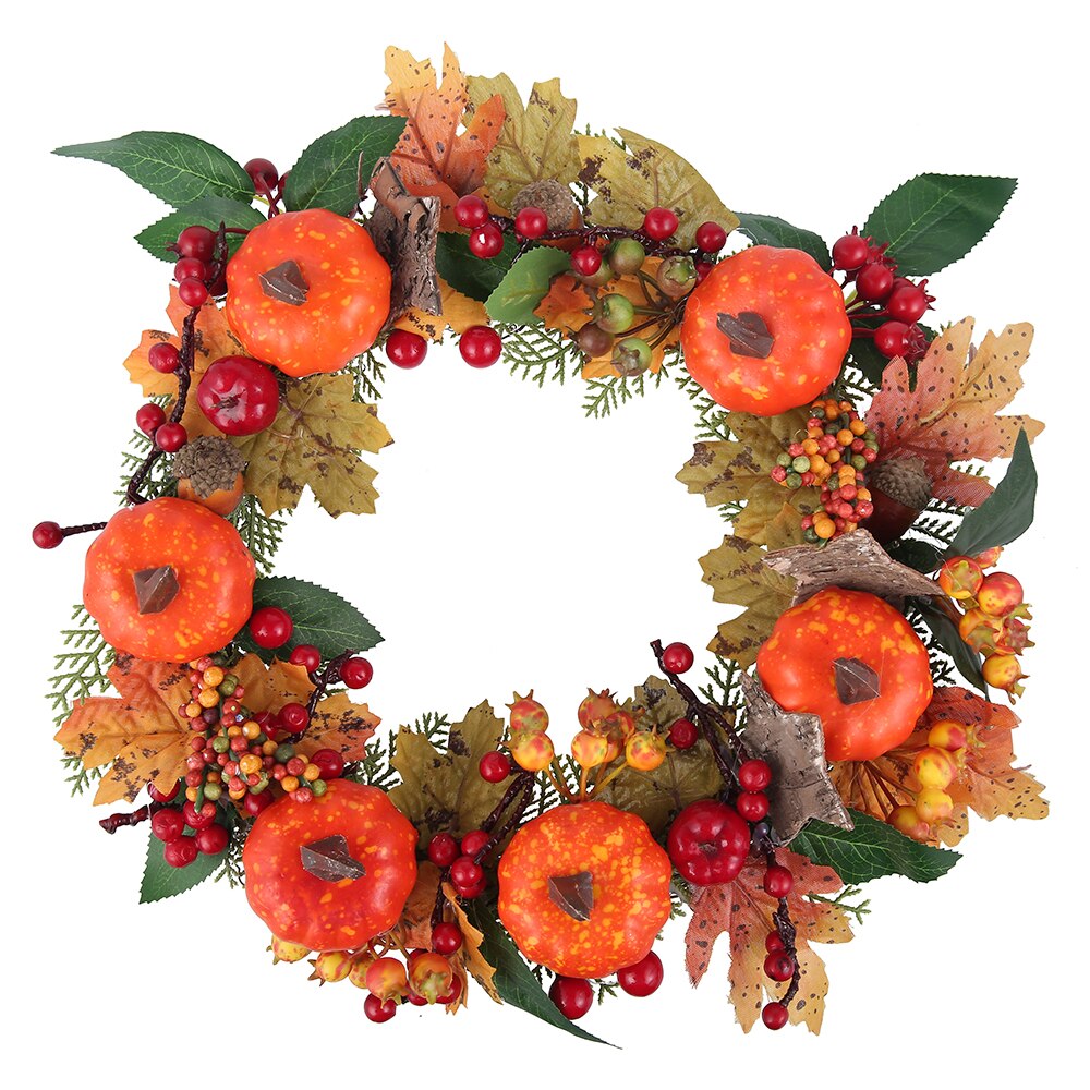 30Cm Kunstmatige Pompoen Krans Herfst Oogst Maple Leaf Zonnebloem Deur Decor Garland Thanksgiving Halloween Party Benodigdheden: A