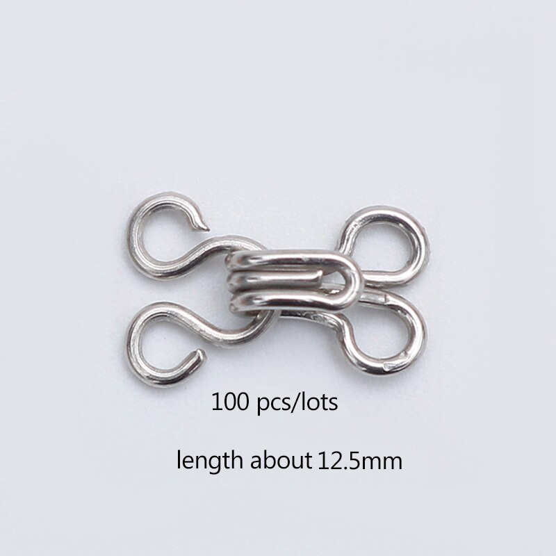 100set Metal collar hook 11.5-17mm Metal Buckle Button for Bra/Dress/Corset/Collar/Bag/Shirt Garment Sewing Accessories