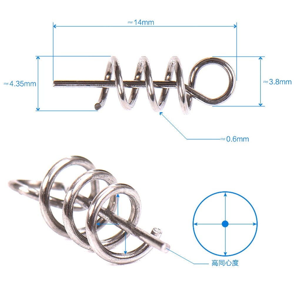 100pcs/lot 14mm 35mm Fishing Screw Soft Fishing Baits Lures Spring Lock Pin Metal Tackle Lead Jig head Crank Hook Connect Tool
