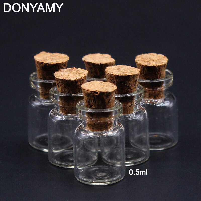Unis-frascos de vidrio pequeños, 100 ml, 11x18mm, bonitos, Mini frascos de corcho de deseos, botellas de vidrio, frascos de tamaño libre, 0,5