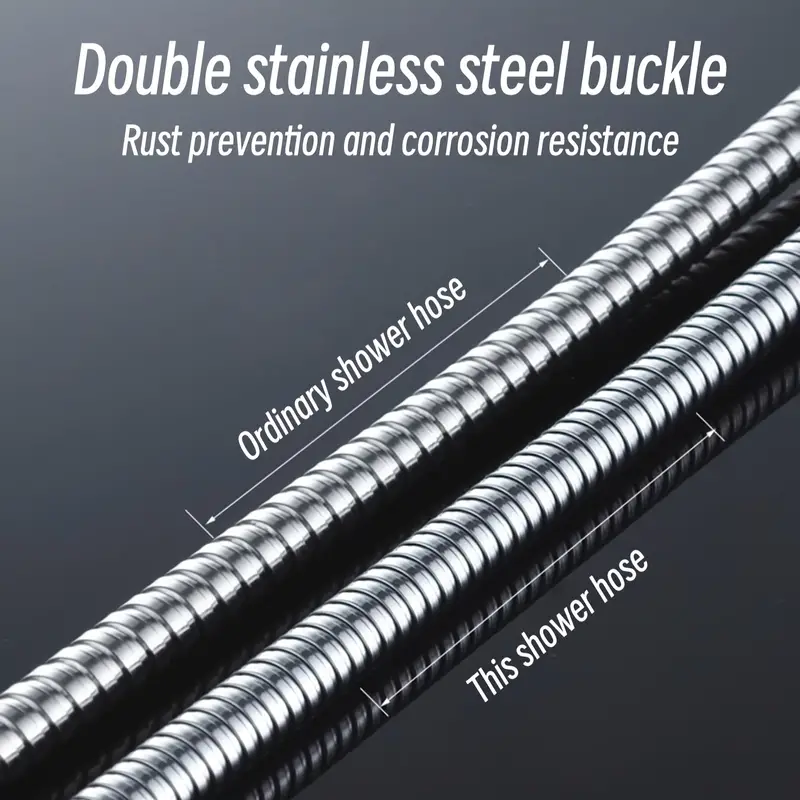Universele roestvrijstalen doucheslang, roestvrij en duurzaam, met naadloze aansluitingen voor douchekoppen, eenvoudig te installeren