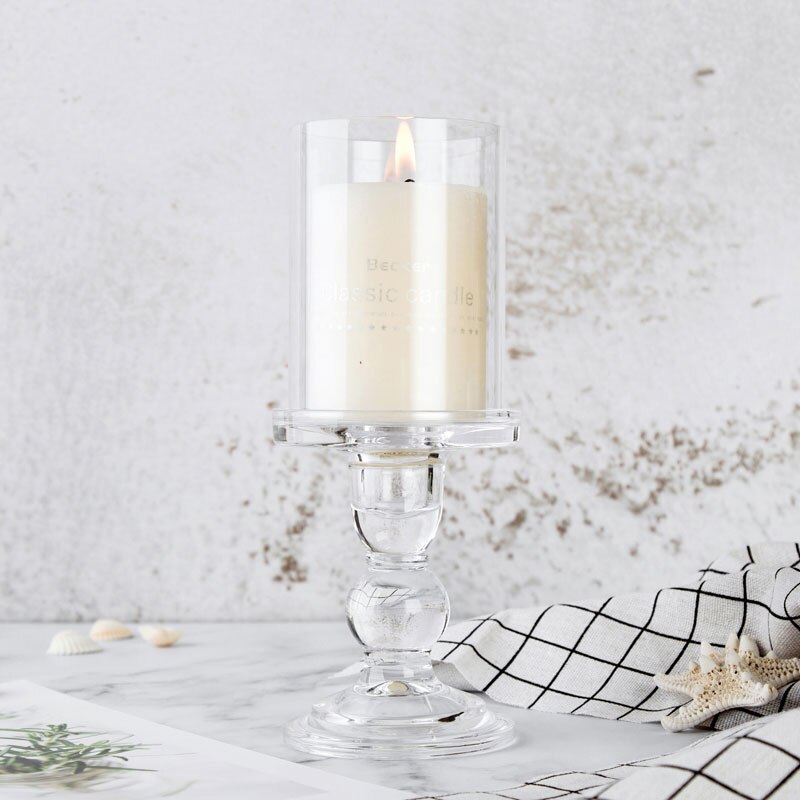 Nordisk glass lysestake med deksel for telys lysestake hjemmedekorasjon krystall søyle lysestaker bryllup kandelaber: Høyde 4.52 tommer