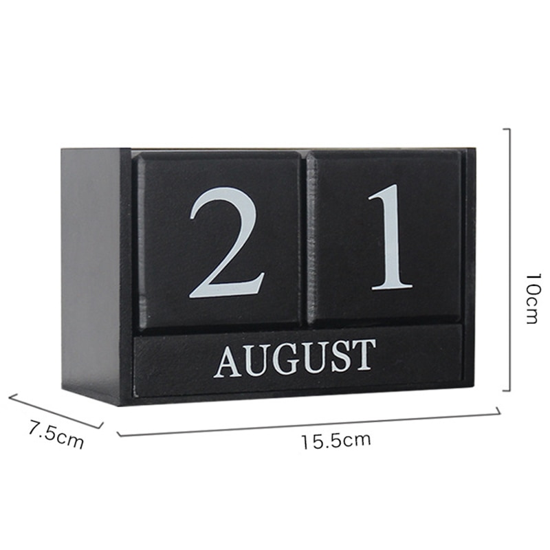 Vintage trä evighetsskrivbord kalender block planerare permanent skrivbord arrangör diy agenda bord dekoration-vit