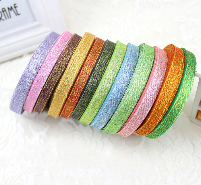 (25 yards/roll) 3/8 ''(10mm) Hemelsblauw Metallic Glitter Lint Kleurrijke geschenkpakket linten