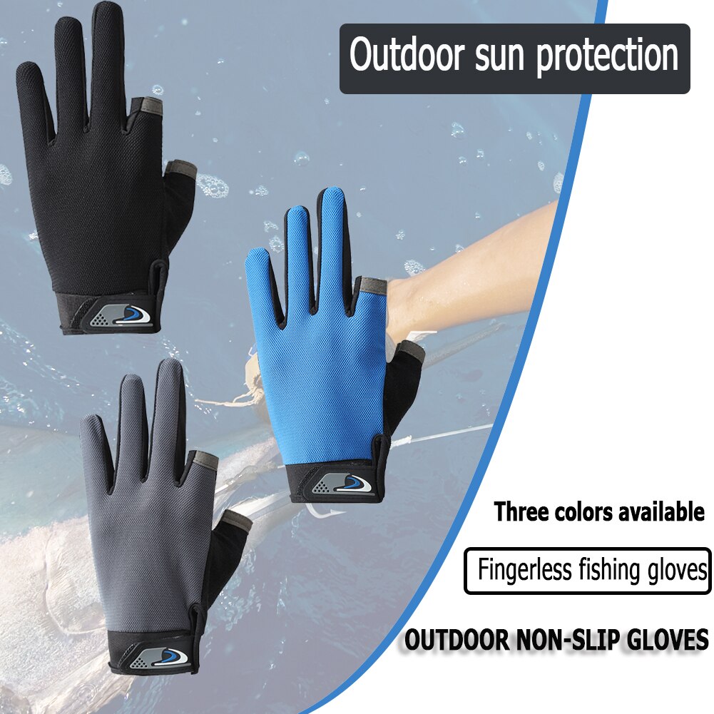 Gants de pêche respirants pour hommes et femmes, 1 paire, antidérapants, coupe à 2 doigts, sport en plein air, Fitness, cyclisme, mitaines, équipement de pêche