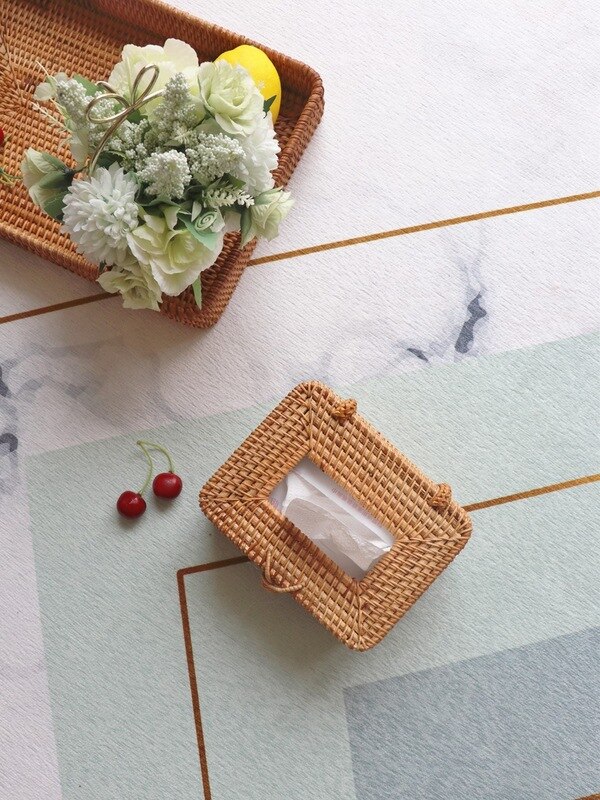 Tissue Box Vietnam Autumn Rattan Handmade Rattan Tissue Box Storage Box Desktop Finishing