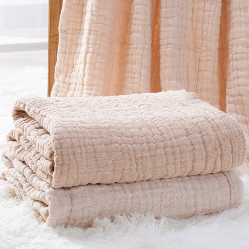 Babyfiltar nyfödd muslin swaddle 6 lager babyhandduk gasväv mjuk filt fast sängkläder set bomull sommartäcke: Brun