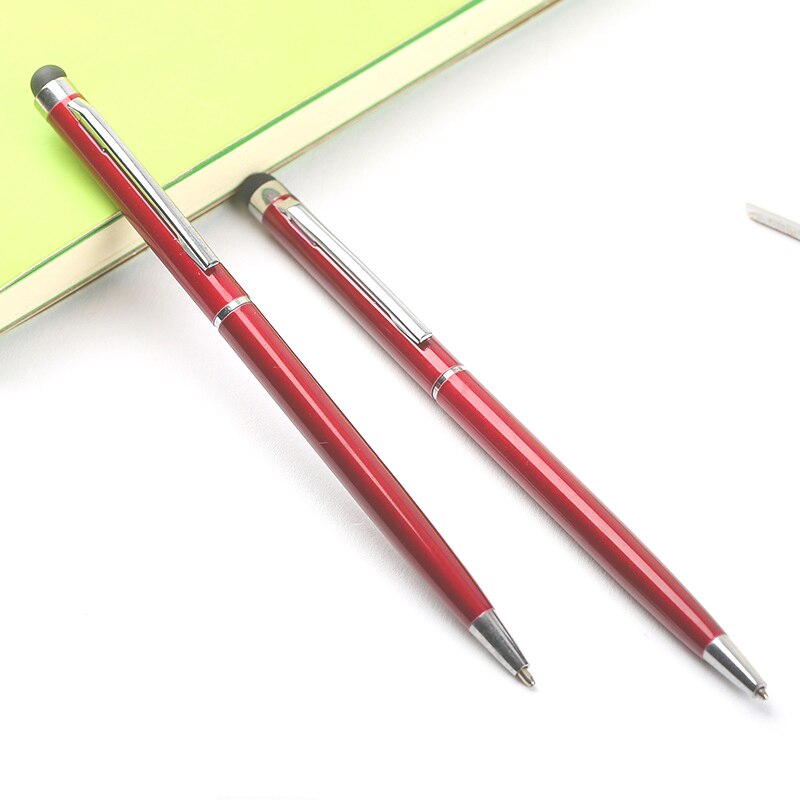 1.0mm Multi-color Metal Small Gaoshi Ballpoint Pen Touch Screen Capacitive Pen 142mm Pen For Students Writing: Wine red