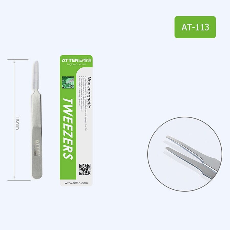 Atten Roestvrijstalen Pincet Corrosiewerende Precisie Pincet Elektronische Rvs Lange Pincet Tang Pincette: AT-113