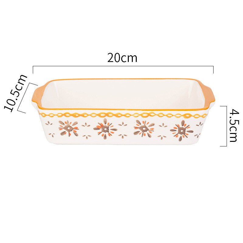 Flowers Rectangular Oval Bakeware Pan With Handle Ceramic Baking Dish Roasting Lasagna Pan Kitchen Salad Cheese Baked Pan: Light Grey