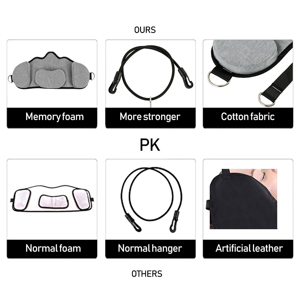 Bærbart hængekøje sæt til voksne nakke nakkestøtte kontor båre aflaster rejse souvenir skumpude + maske tilbehør hængekøje