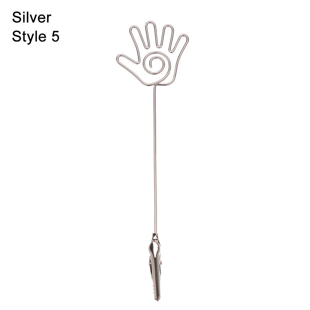 Creatieve Hart Vorm Metalen Kaarthouder Foto Clip Prijs Klemmen Stand Paper Clamp Wedding Party Desktop Decoratie Benodigdheden: style5-Silver