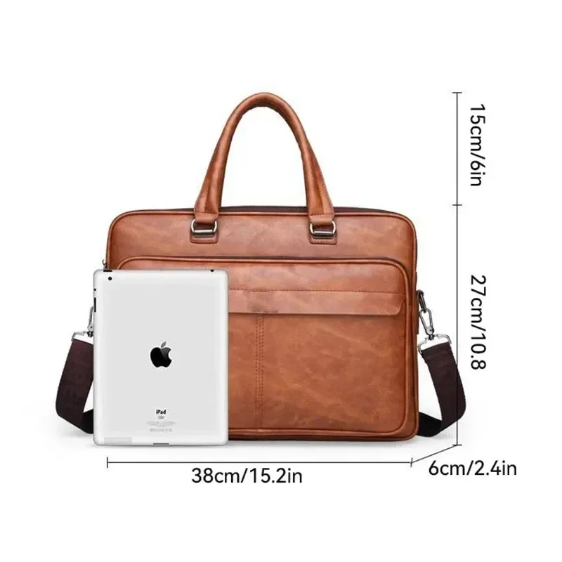 Torba na ramię ze skóry PU o dużej pojemności, przenośna, na co dzień i wodoodporna torba na dokumenty typu crossbody dla mężczyzn, torba na laptopa