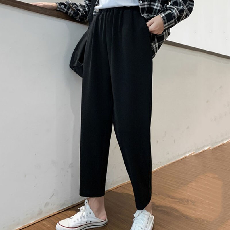 Large Size 4XL Sleep Bottoms Women Ankle-length Home Black Pants Slim All-match Autumn Loose Sagging Sleepwear Breathable