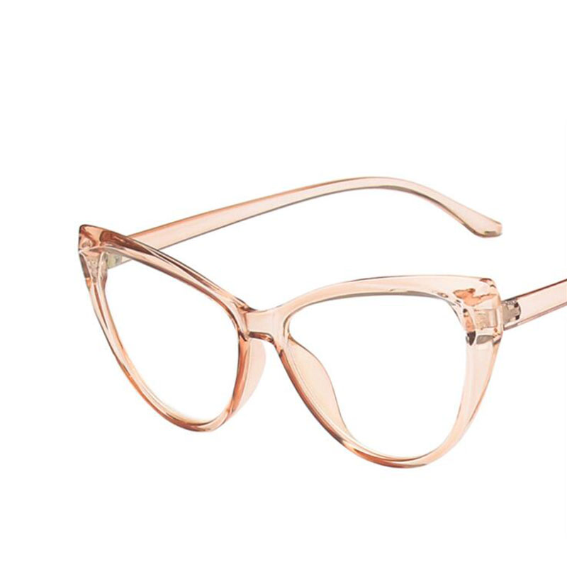 Oulylan Sexy Cat Eye Eyeglasses Frames Women Anti Blue Light Glasses Frame Brand Vintage Clear Prescription Eyewear: Brown