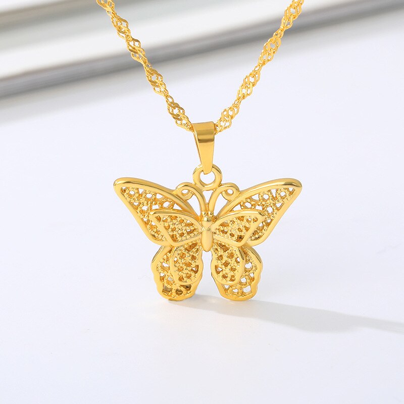 Collar de cadena con forma de mariposa para mujer, Gargantilla, color dorado y plateado,
