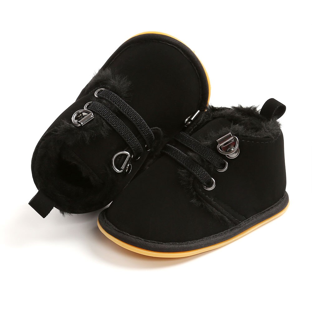 Pasgeboren Baby Casual Schoenen Winter Warme Voering Kids Antislip Rubberen Zool Laarzen: Black / 13