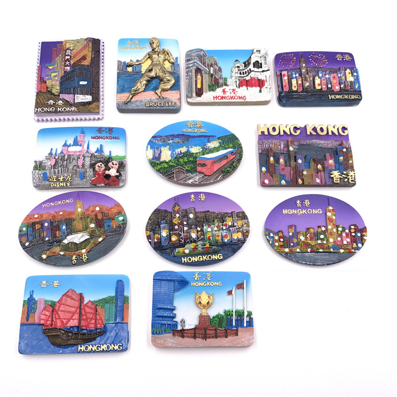 3d Creatieve Koelkastmagneet China Hong Kong Wereld Toerisme Koelkast Sticker Koelkast Stickers Decoratie Hars Koelkast Magneten