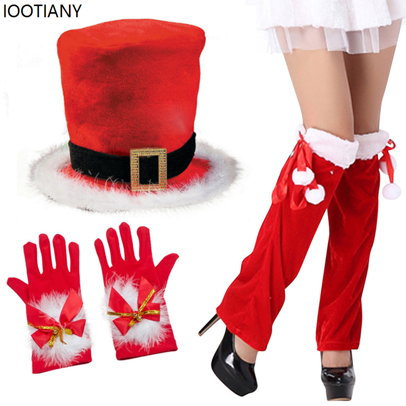 Christmas Element Three-piece Set Autumn Winter Xmas Top Hat Christmas Thickened Warm Hat Circle Headgear Party Dress Up
