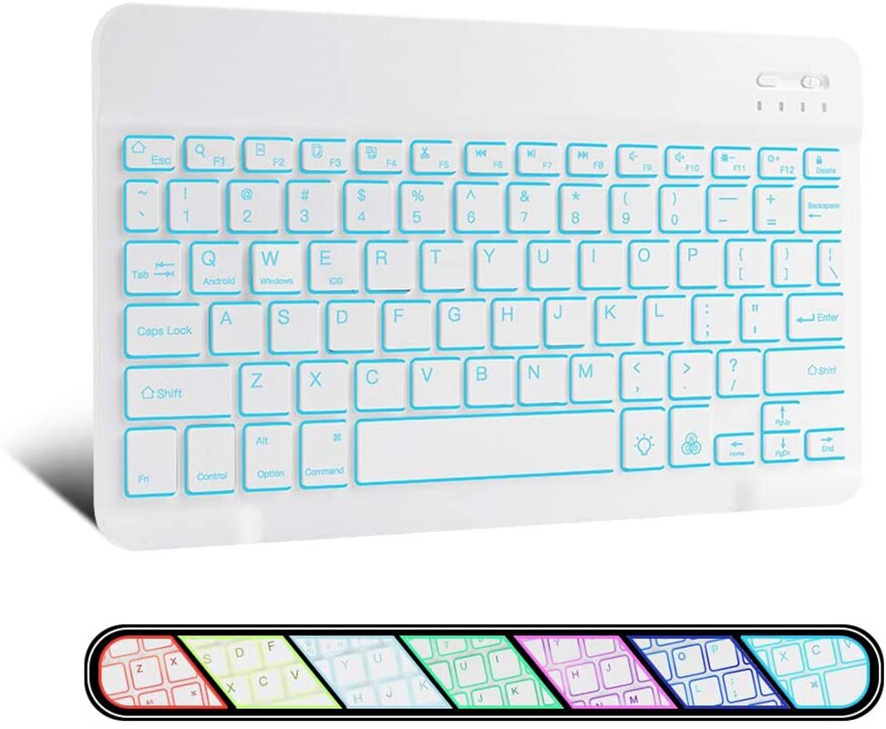 Ultra-Slanke Draadloze Bluetooth Toetsenbord 7 Kleuren Backlit Universele Oplaadbare Toetsenbord Compatibel Met Ios Android Windows