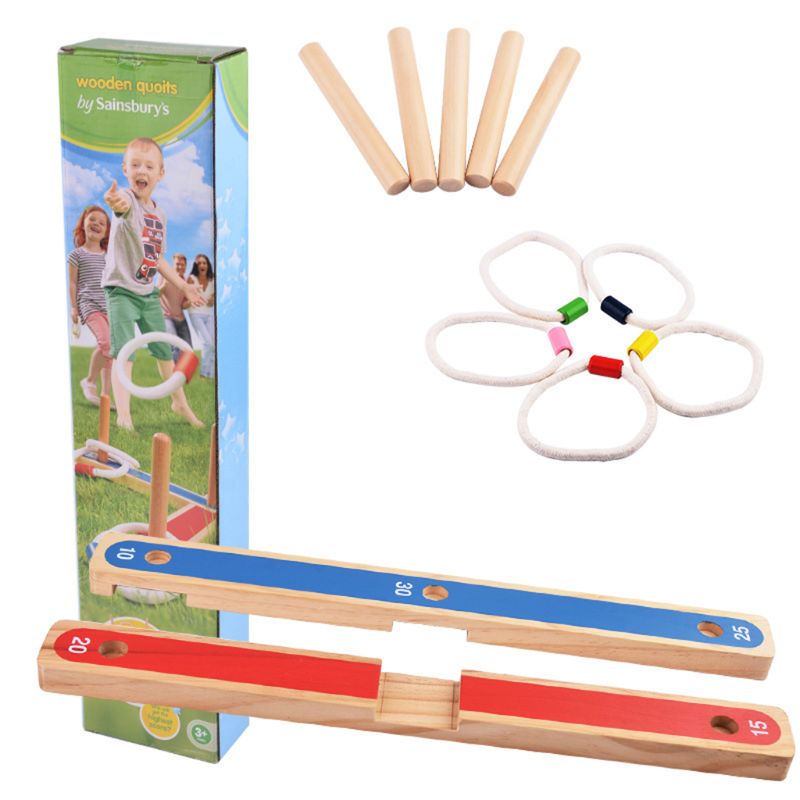 Gadgets GARDEN/OUTDOOR ROPE QUOITS & WOODEN PEGS THROWING GAME Family Pegs And Rope Toss Game