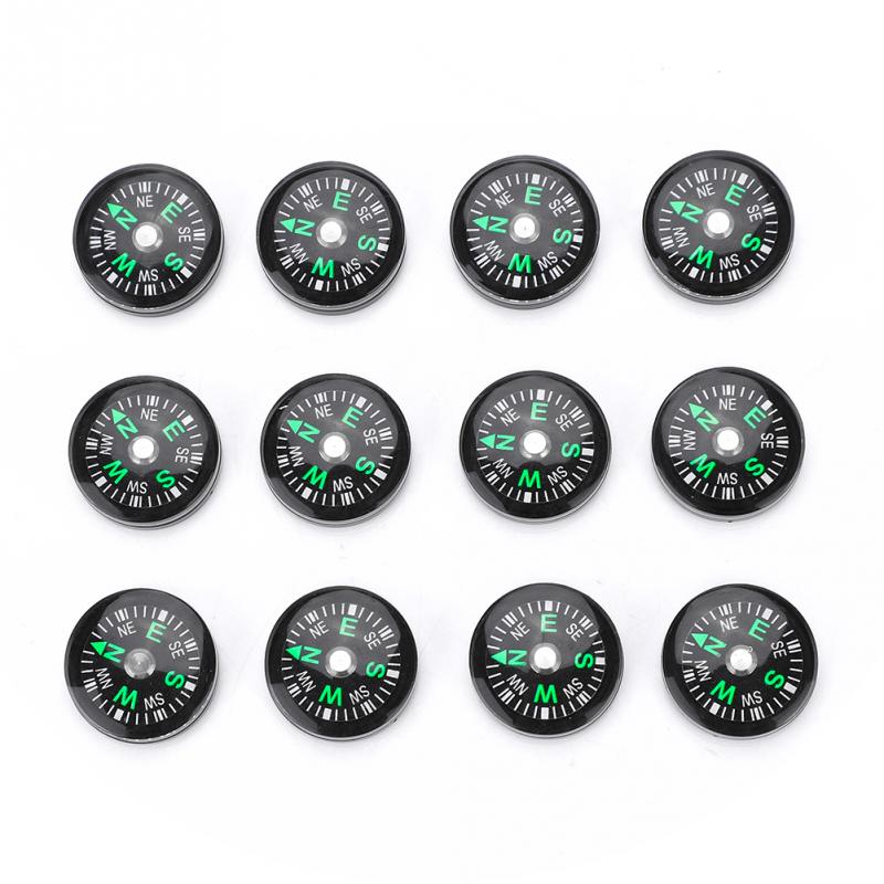 12pcs 20mm Mini Pocket Camping Compass Liquid Filled Button Compass Outdoor Survival Button Compass Hiking Navigation Guider
