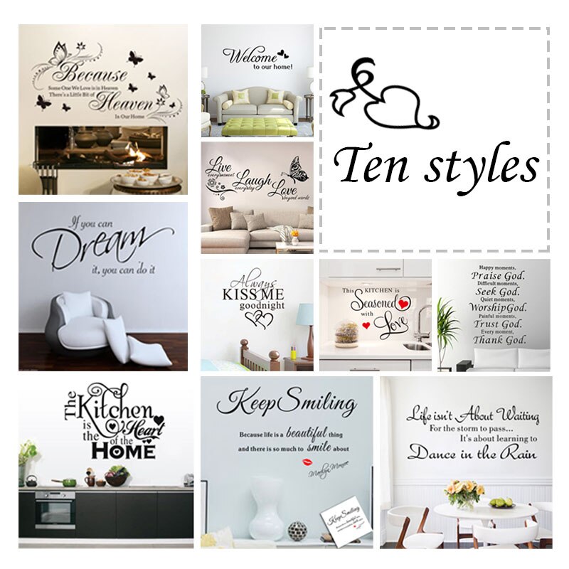 English Letter Wall Stickers Art Words Wall Decals TV Backgound Wallpaper Mural Living Room Bedroom Decoration