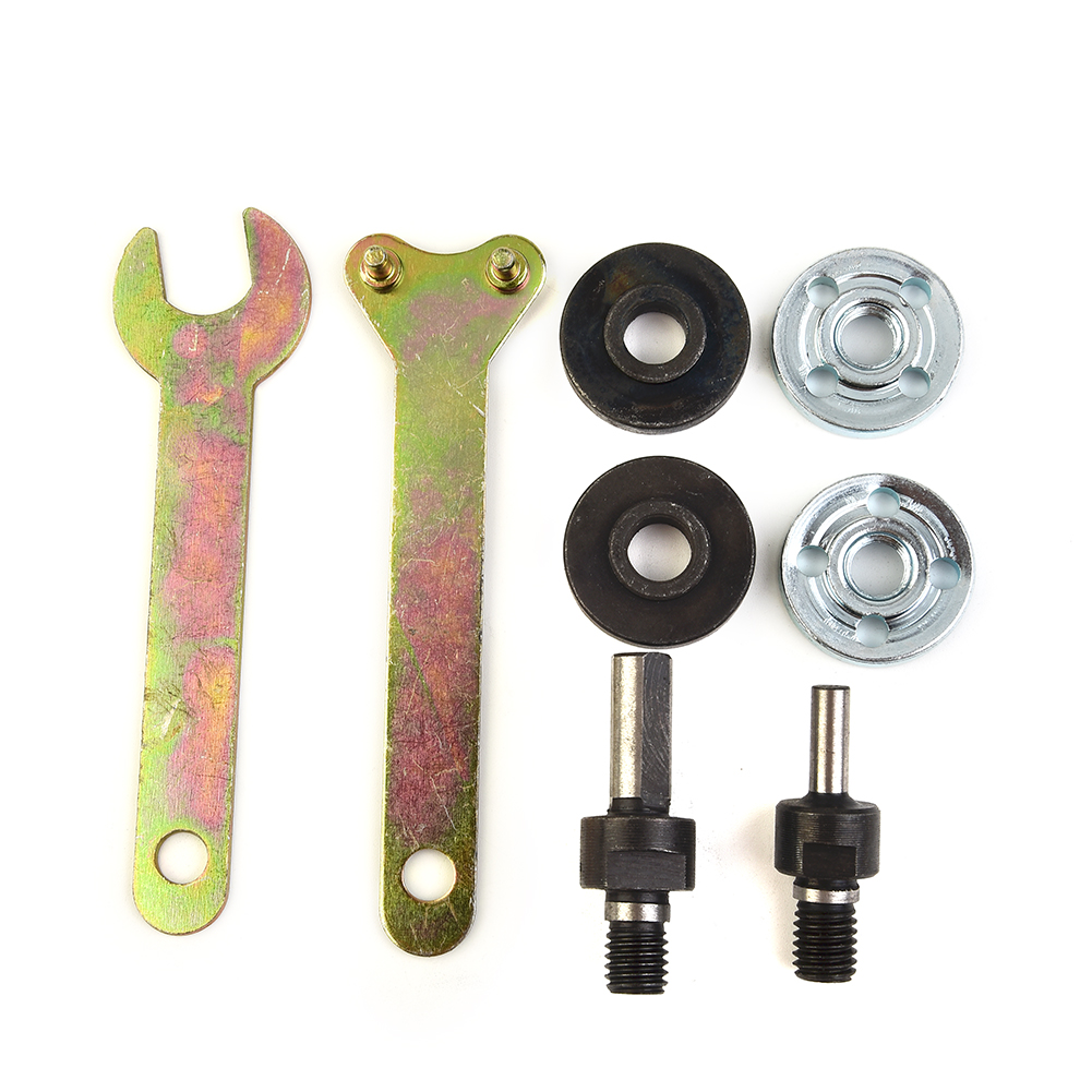 8pcs Polishing Tools set 6mm 10mm Spanner Connecting Rod Drill Angle Grinder Shank Mandrel Flange Nuts Wrench Adapter Disc Set