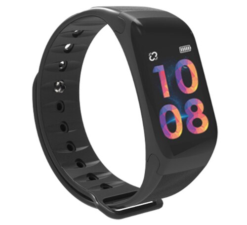 Smart armbånd fitness silikone armbånd blodtryk oxygen pulsmåler tracker stopur bærbar enhed urbånd: Sort