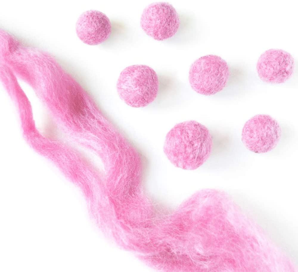 Imzay Wool Roving Bulk - Pink 8.82oz Super Wool Chunky Yarn, Wool Roving Top For Hand Spinning, Felting, Weaving And DIY Craft
