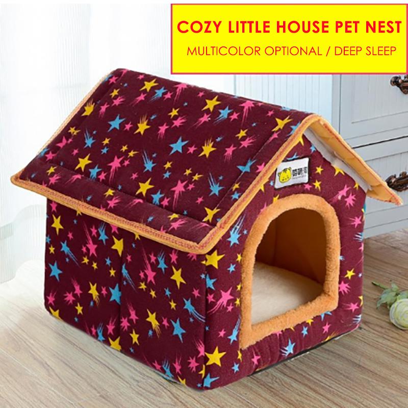 Huisdier Huis Opvouwbaar Bed Puppy Mat Kleine En Medium Kat Pad Verwijderbare Huis Villa Dierbenodigdheden Vier Seizoenen Universele: F / 50x42x50cm