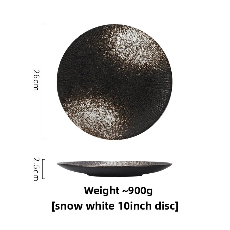 Einfacher runder Keramikteller Ich bin japanischen Stil, kreativer Steak-Essteller, Nudellinie, flaches Erzähler, westliches Restaurant-Geschirr: Gelb