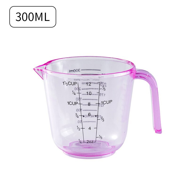 Plastic Measuring Cup Stackable Liquid Measuring Container Clear Scale Show Transparent Mug Pour Spout Cooking Tools 150/300ml: 300ml purple